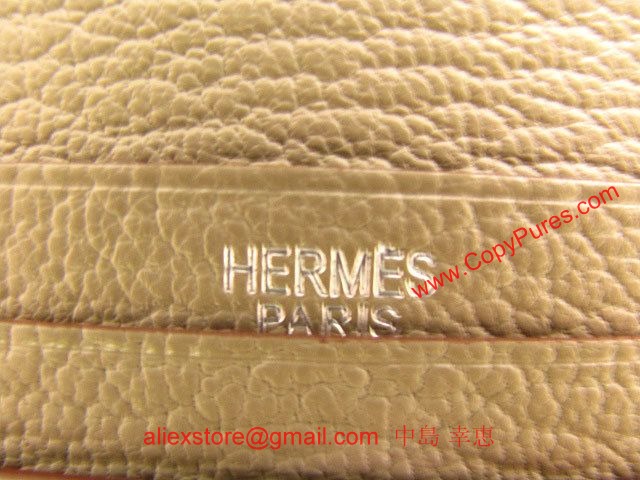 HERMES（エルメス）ベアンスフレ二つ折長財布シェーブル/ピンク×トゥルテールグレー（金具：シルバー）